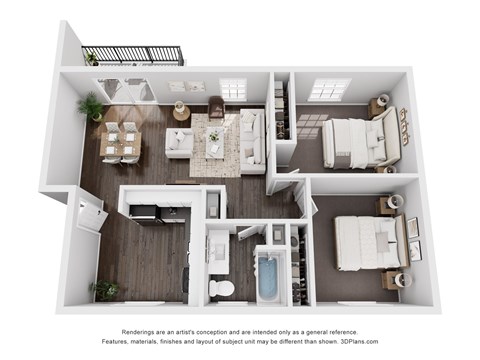 Floor plan for 2 beds, 1 bath, 1000 sqft